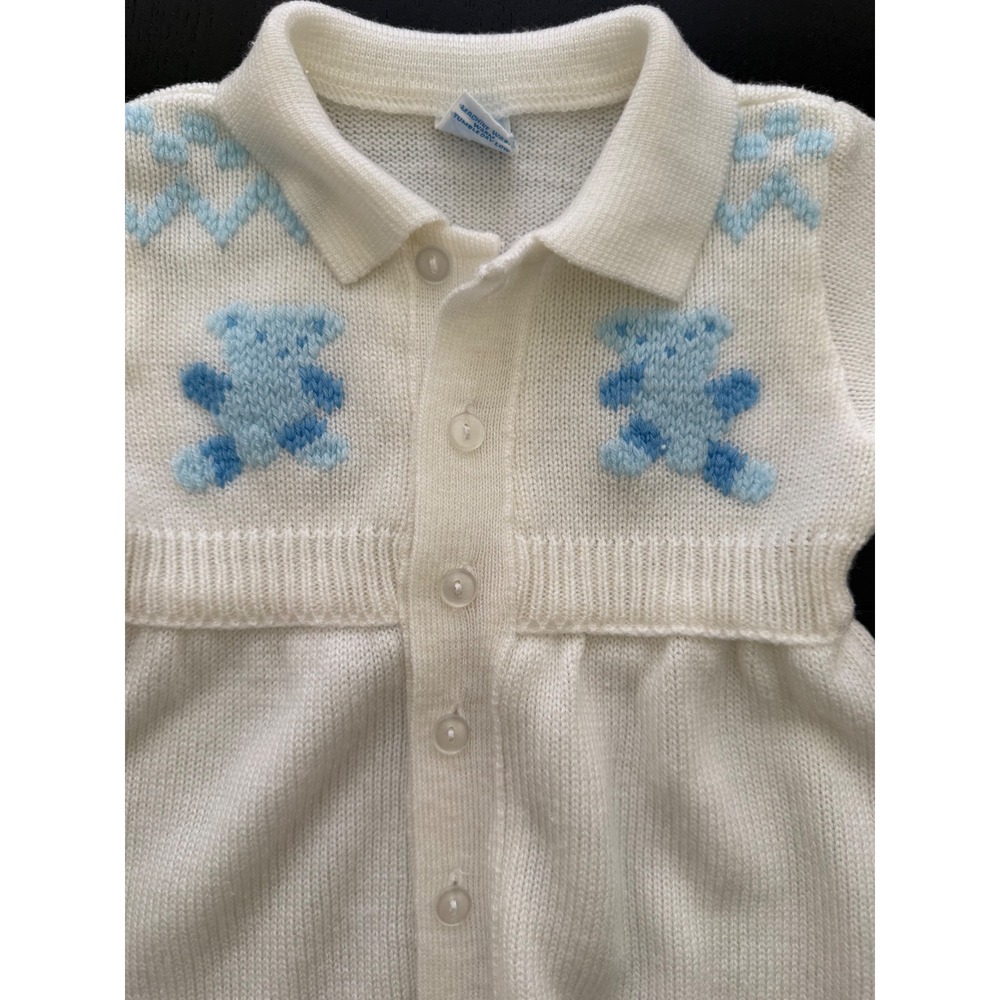 Babycrest Footed Romper Size 6/9 Months White Teddy Bear Long-Sleeve Footie